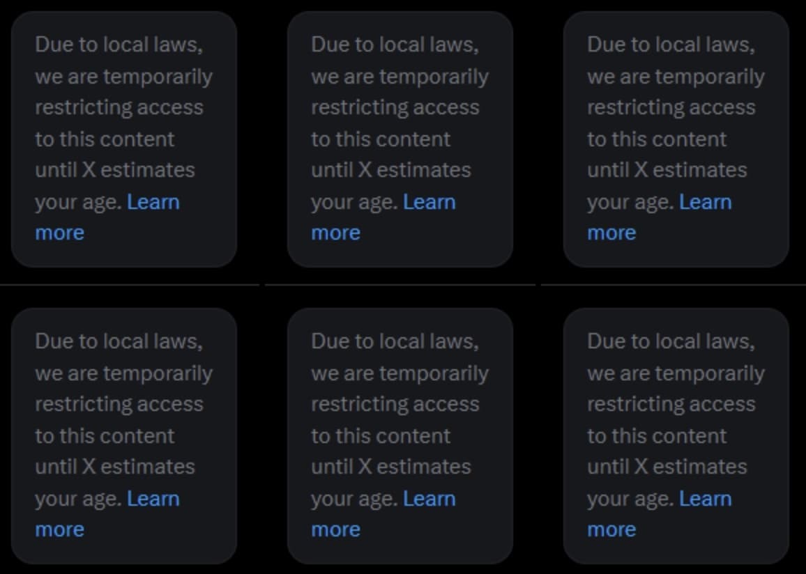 X restricting content access due to the Online Safety Act / X @SlyPerformer