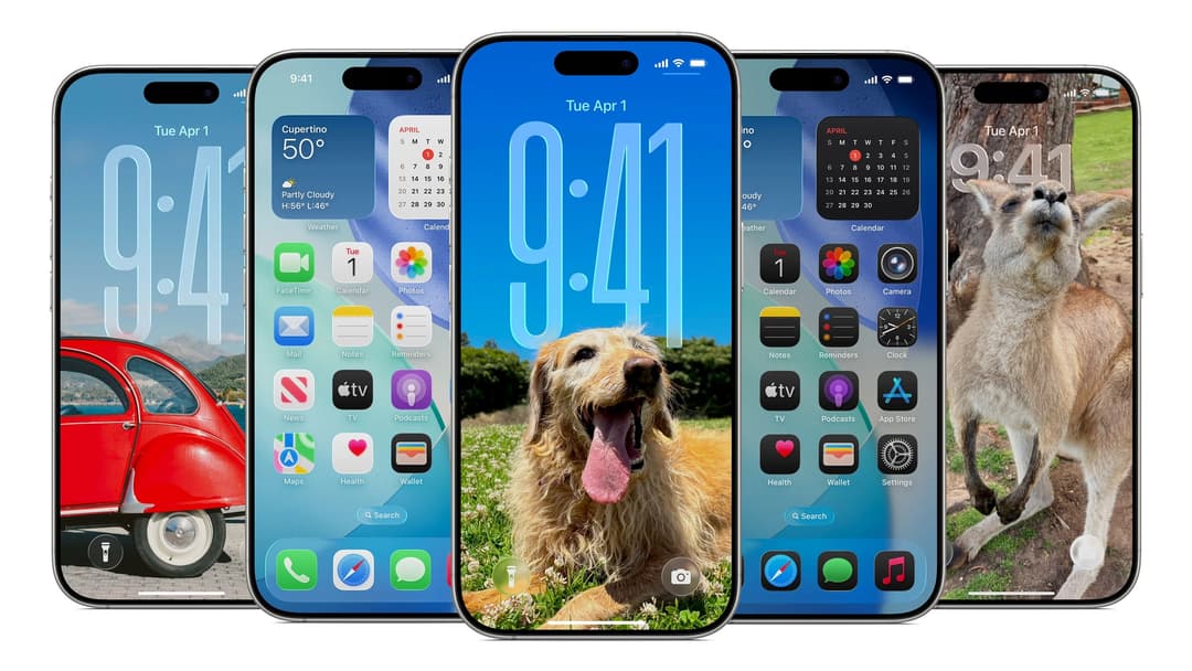 Five iPhone 16 devices show updates from iOS 26