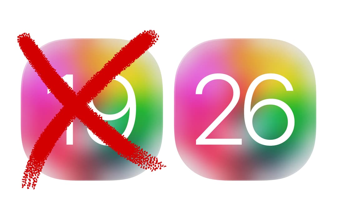 Two icons with a gradient background transitioning from pink to green. The left icon has the number "19" with a red "X" drawn over it. The right icon displays the number "26" in white.