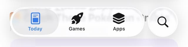 The updated Liquid Glass navigation bar in App Store.