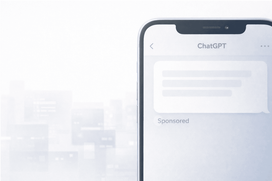 A smartphone screen showing a ChatGPT conversation with a subtle "Sponsored"
