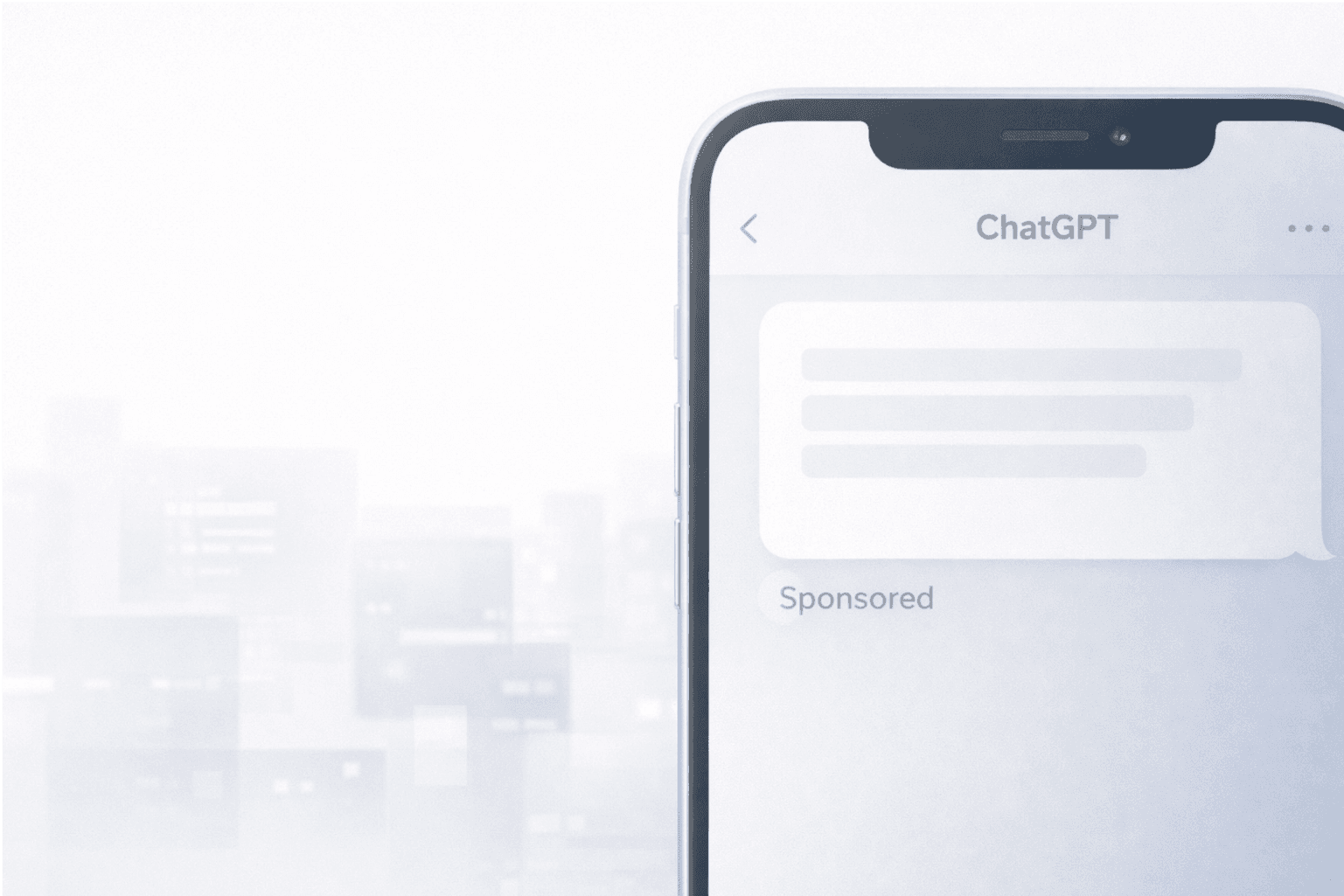 A smartphone screen showing a ChatGPT conversation with a subtle "Sponsored"