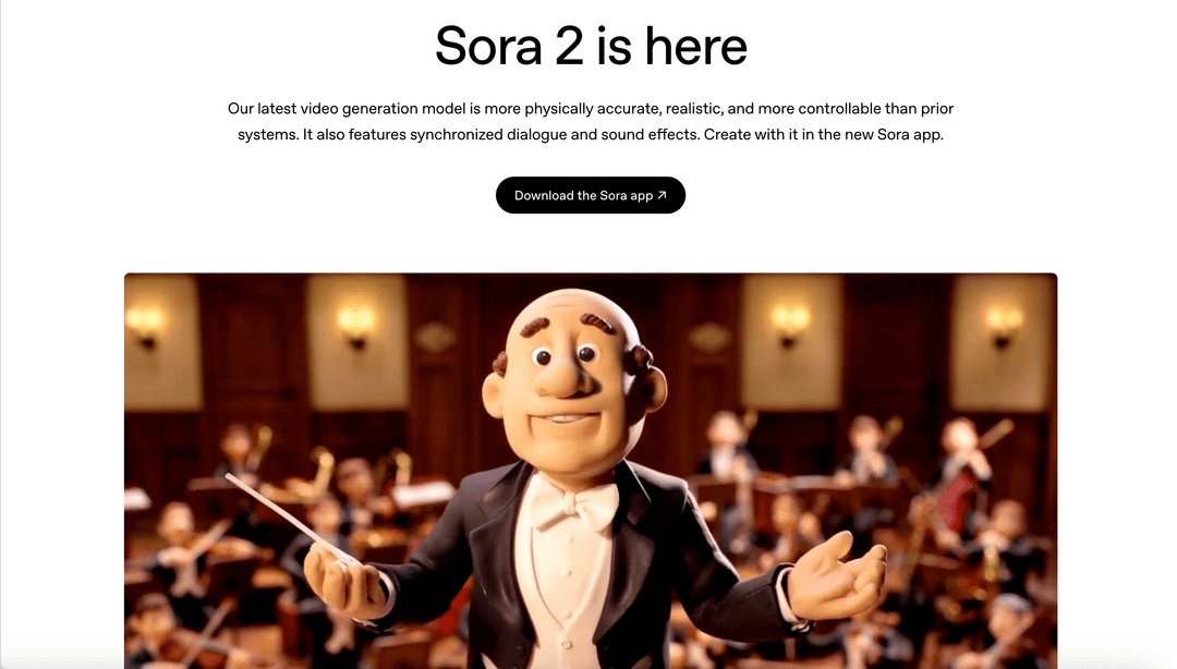 The announcement of Sora 2.