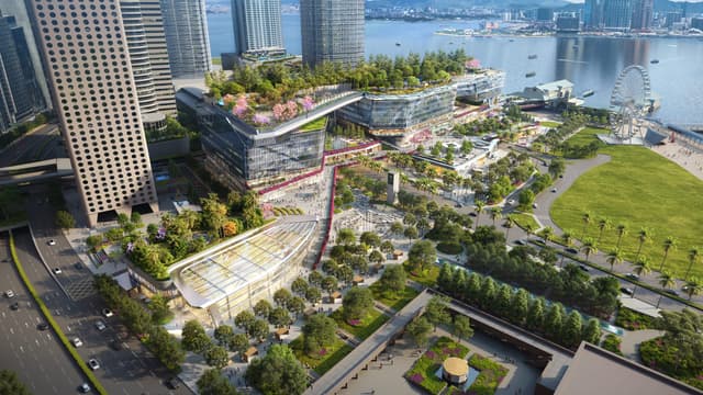 Aerial view of Central Yards from Connaught Road to the harbourfront / Henderson Land